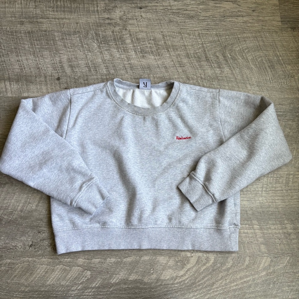 RÉALISATION Par Womens Pullover Sweatshirt Size XS Preppy Cropped Quiet Luxury